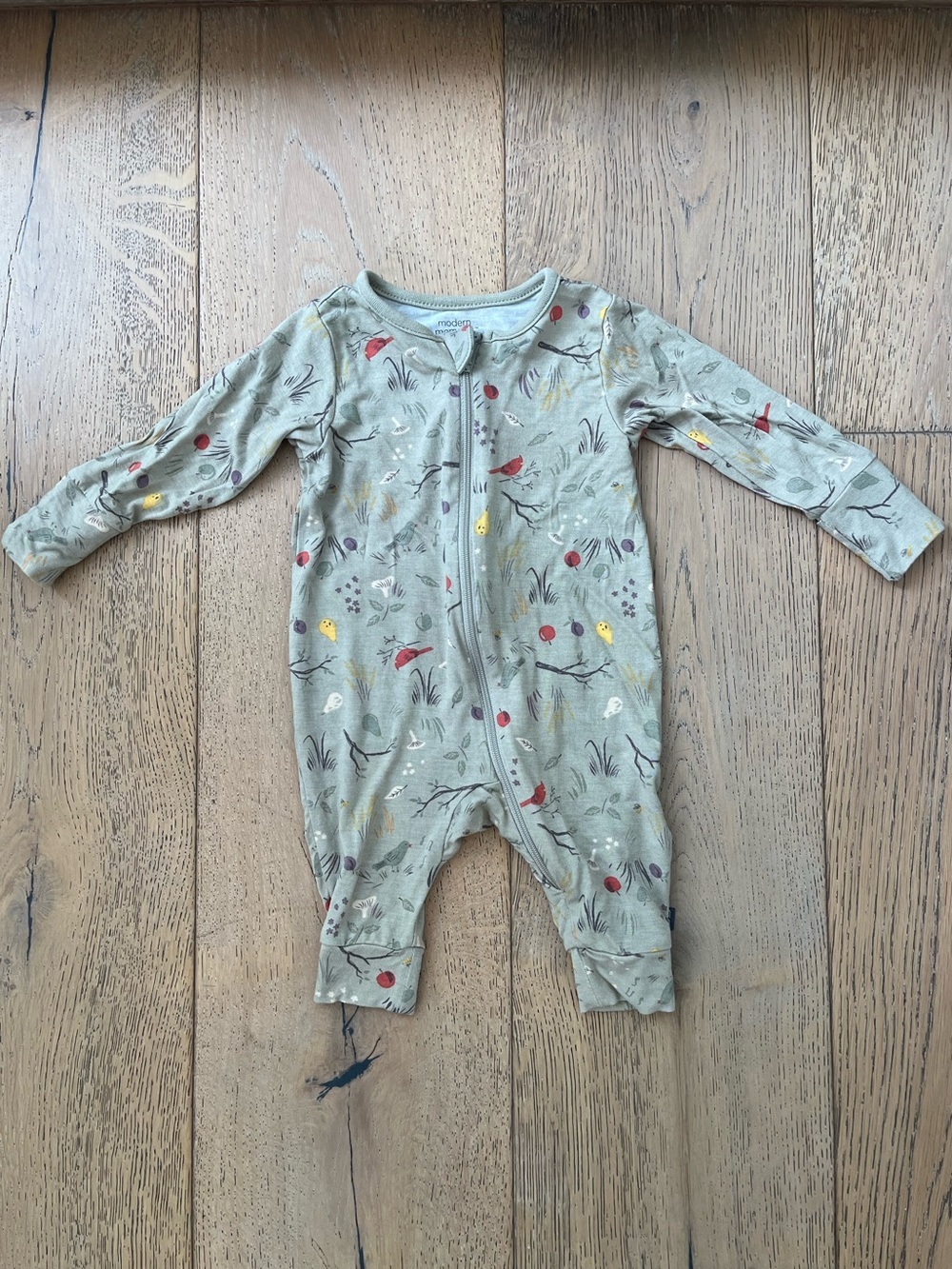Modern Moments Gerber Neutral Super Soft Viscose Long Sleeve Coverall Zip Bird